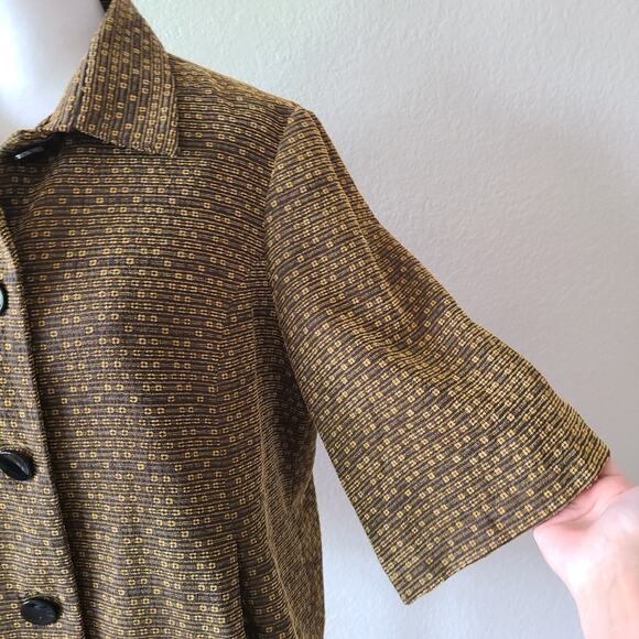 Vtg‎ Coldwater Creek Women Corduroy Car Coat Jacket PM Petite Medium Gold Black - Picture 2 of 10